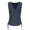 thumbnail image 4 of Jjayotai Deep V Neck Wrap Sleeveless Shirts, Sexy Ruched Blouse Top for Women, Womens Tank Tops Loose Fit Navy^ XXXXXL, 4 of 6