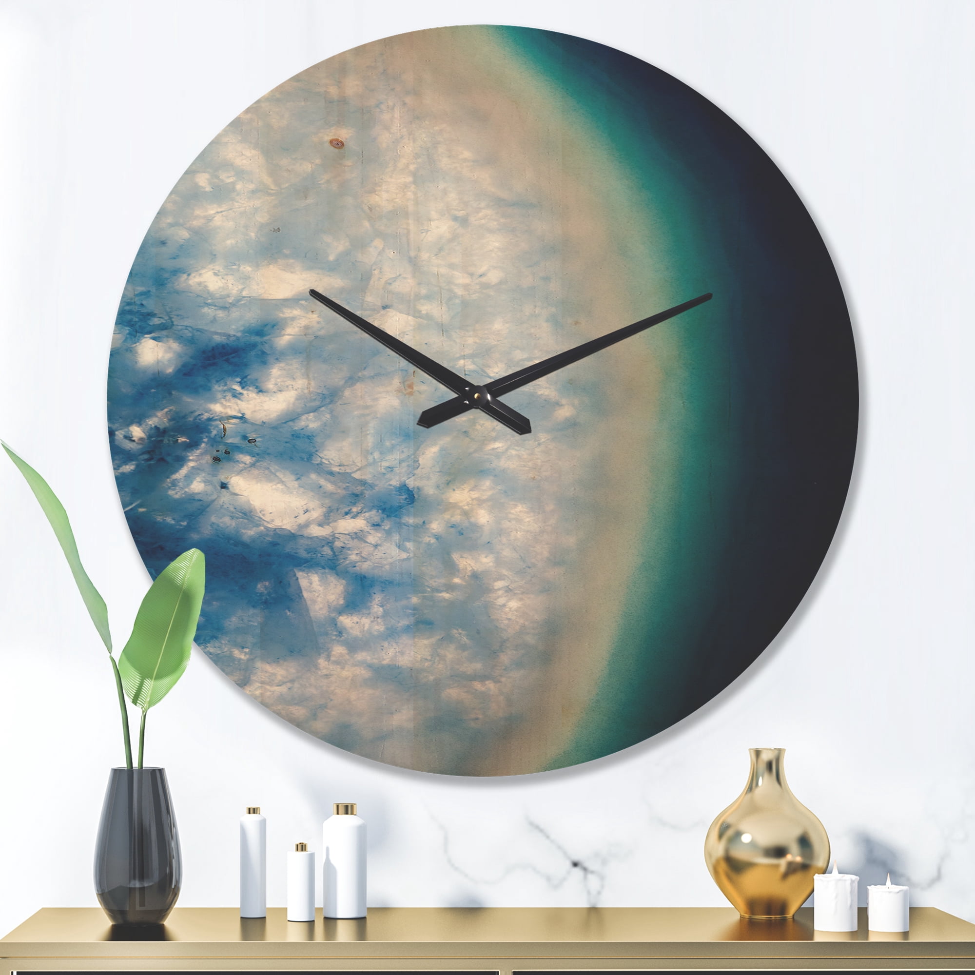 Designart 'Agate beautiful colorful texture slices' Modern Wood Wall Clock