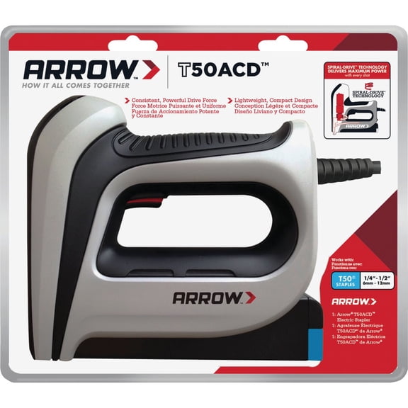 Arrow T50DCD Heavy Duty Cordless Electric Staple Gun, Battery Powered Stapler for Upholstery, Furniture, Office, Decorating, Fits 1/4", 5/16, 3/8", or 1/2" Staples