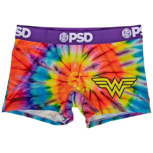 DC Wonder Woman Symbol Tie Dye Microfiber Blend Boy Shorts Underwear-Small  