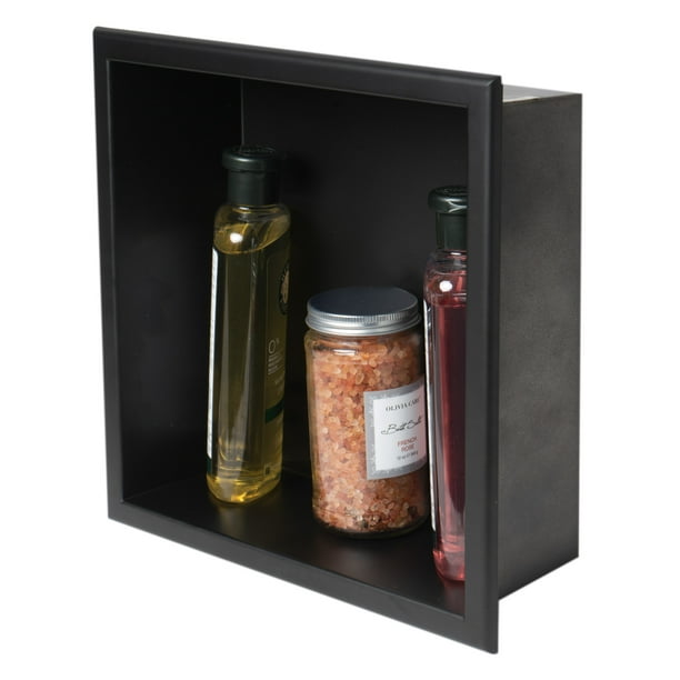 ALFI brand 12" x 12" Black Matte Stainless Steel Square Single Shelf