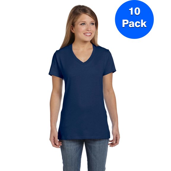 Womens Nano-T V-Neck T-Shirt S04V (5 PACK)