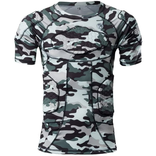 TUOYR Padded Compression Shirt Chest Protector Undershirt for Football Soccer Paintball Shirt L
