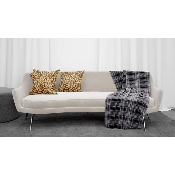Clovleaf 17 x 17" Pillow Covers Tan, Black Animal Leopard Throw, 3 Count