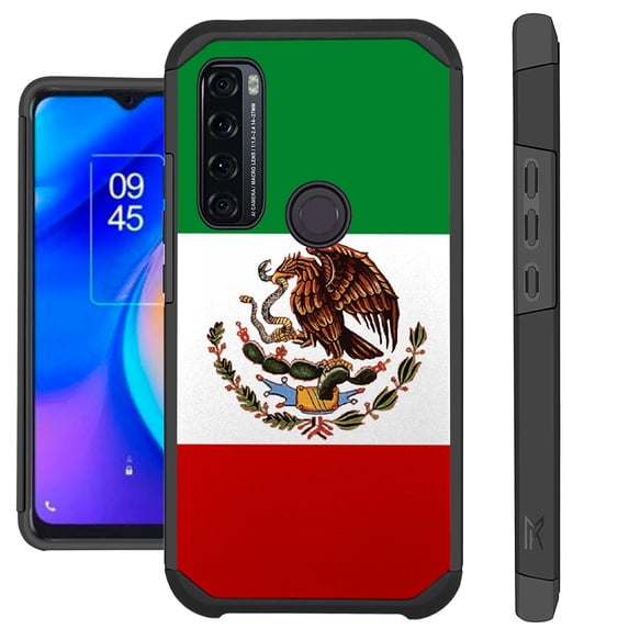 Compatible with TCL 20XE Hybrid Fusion Guard Phone Case Cover (Flag of Mexican Eagle)