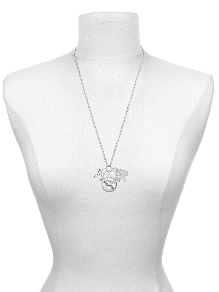 Delight Jewelry Silvertone Equestrian Horse Let Things Go Fall Zoey Charm Necklace, 28"