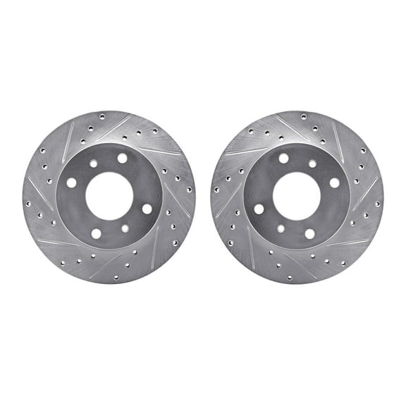 Dynamic Friction Company Front Brake Rotors-Drilled and Slotted-Silver 7002-67002