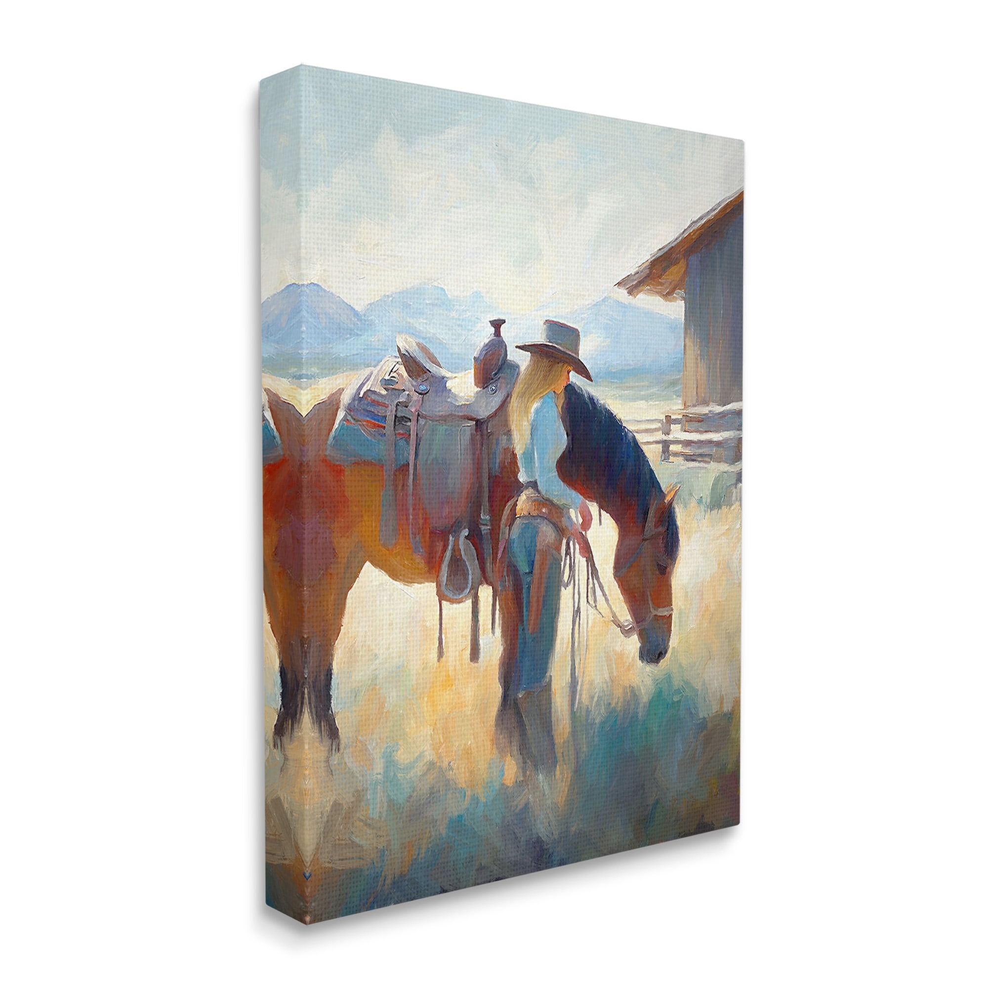 Stupell Industries Equestrian Girl & Horse Animals & Insects Painting Gallery Wrapped Canvas Art Print Wall Art, 36 x 48