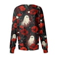 thumbnail image 5 of LNZGNM Halloween Womens Scrub Jacket Long Sleeve Button Front Festive Print Lightweight Layering Comfortable Work Uniform Comfort,Red(L), 5 of 6