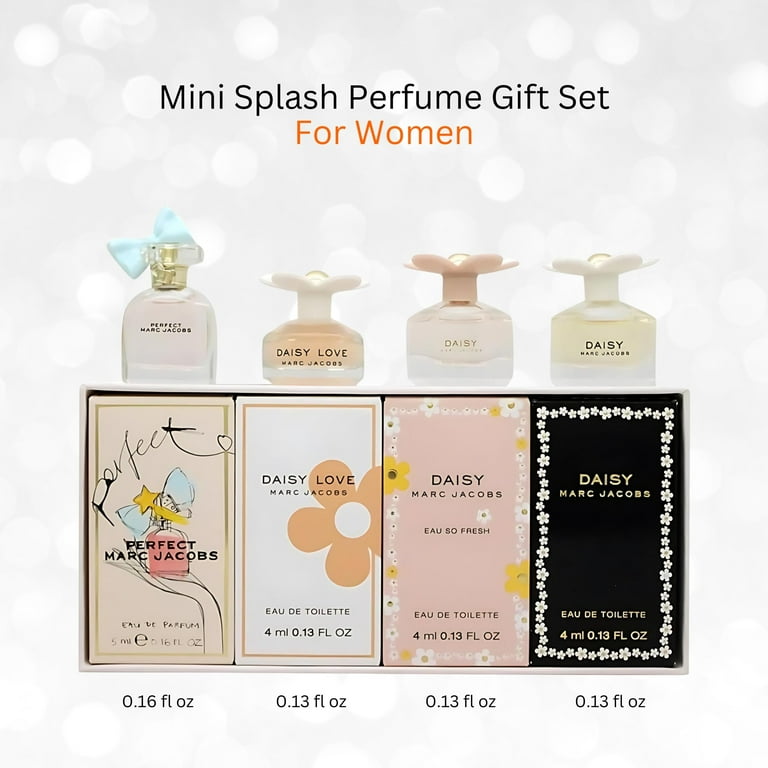 Marc Jacobs 4 Piece Mini Perfume Gift Set for Women, 0.55 Ounce