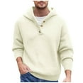 thumbnail image 3 of Maqroz Casual Sweater for Men Quarter Button Hooded Sweaters Casual Loose Plus Size Elastic Pullover Long Sleeve V Neck Pullovers Trendy Solid Color Warm Top, 3 of 10