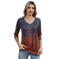 thumbnail image 7 of TEMOFON Womens 3/4 Length Sleeve Blouses Summer Casual V Neck Pleated Front Womens Tops Boho Print Tunic Tops M, 7 of 7