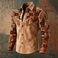 thumbnail image 5 of Telankuip Mens 250th Anniversary USA Shirts Long Sleeve Button down Western Cowboy Style Shirts with Fringes Vintage Patriotic Printing Spring Summer Jacket Top 15-Brown XL, 5 of 5