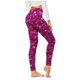 thumbnail image 3 of QATAINLAV Women's Stretch Yoga Leggings Fitness Running Gym Sports Legging Pants Trendy Print Full Length Tummy Control Tight Trousers Lightening Sales Hot Pink M, 3 of 7