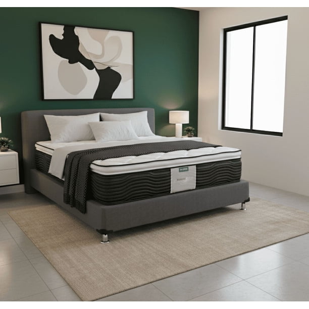 Colchon King Size Restonic Ortopedico Moon Care Calm + Box King Size Linato Gris Oxford