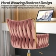 thumbnail image 5 of KCC Modern Velvet Home Office Desk Chair with Hand Woven Backrest, Upholstered Adjustable Makeup Vanity Chair with Armrest and Golden Metal Base with Wheels for Living Room Bedroom Study(Rose), 5 of 9