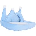 thumbnail image 4 of Sofá pequeño con forma de corona para mascotas, cojín para dormir, minialmohada, cama de algodón de felpa para hámster, azul, L, 4 of 8