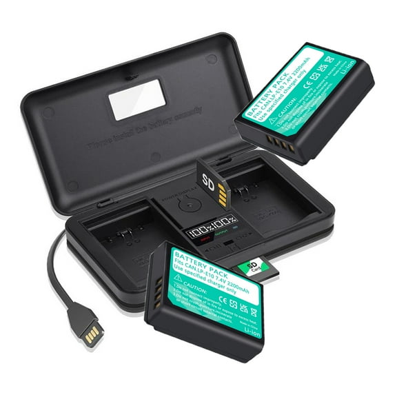 CITYORK Digital Camera Battery Charger 2 Pack of LP-E10 Multifunctional LCD Battery Charger Kit for Canon EOS Rebel T3, T5, T6, T7,T100,Kiss X50/X70/X80/X90, EOS 1100D/1200D/1300D/1500D/2000D/4000D
