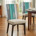 thumbnail image 4 of Coastal Style Chair Back Covers Set of 6, Vintage Green Brown Stripe Wood Grain Stretch Dining Chair Back Slipcovers Removable Seat Cover for Kitchen Restaurant Hotel Cafe, 4 of 9