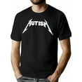 thumbnail image 1 of T-shirt décontracté à col rond pour homme avec motif de sensibilisation à l'autisme, tissu tricoté en polyester, légèrement extensible, coupe régulière, motif alphabétique - 180g/m², 1 of 6