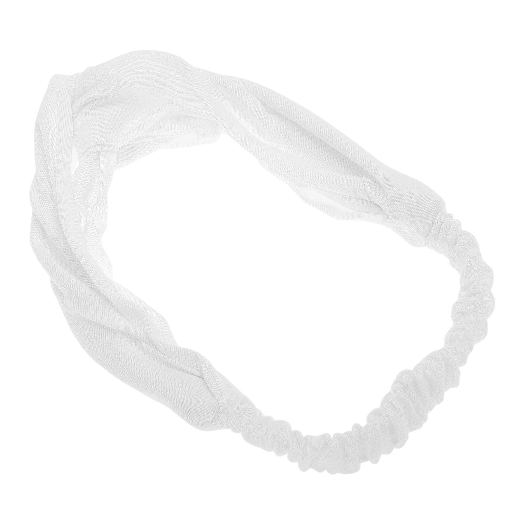 Unique Bargains Stylish Simple Solid Elastic Cross Headwrap White
