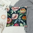 thumbnail image 2 of Chilfamy Decorative Throw Pillow Covers Roses Flowers Pillows Cushion Cases, Vintage Elegant Floral Square Pillowcases for Sofa Couch Bedroom Living Room Car (Navy Blue), 2 of 5