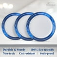 thumbnail image 4 of Elegant Disposable Plates For Party - (10 Piece) Heavy Duty Disposable Dessert Set 7.5”, Fine Dining Plastic Dishes For Elegant China Look, Great Upscale Parties, Wedding, Events & Servings, Blue, 4 of 5