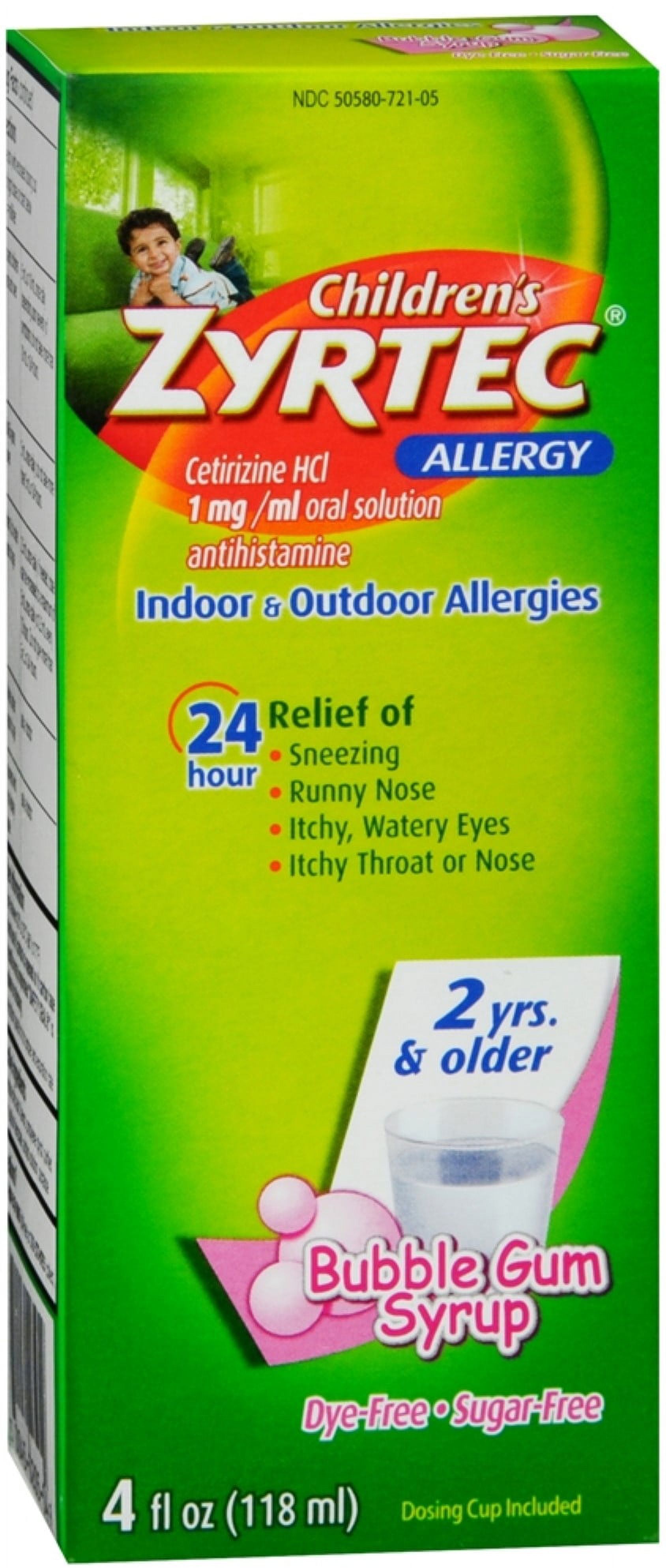 Zyrtec Children's Allergy Bubble Gum Syrup 4 oz (Pack of 6)