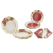 Burgundy Blush Floral Paper Plates Napkins, Kate Aspen 16pcs 7 inch & 16pcs 9 inch Heavy Duty Disposable Party Plates, 30pcs 6.5 inch Durable Paper Napkins for Birthday, Baby Shower, Wedding Party