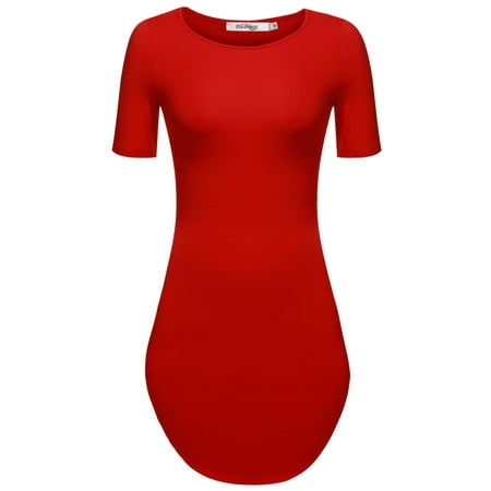 Women Casual Slim O-Neck Short Sleeve Long T-Shirt Short Dress HITC ...