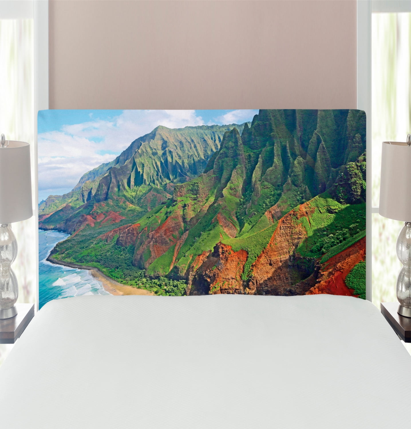 Hawaiian Headboard, Na Pali Coast Kauai Hawaii Seashore Greenery