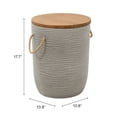 thumbnail image 2 of Biban Side Table Natural & Gray End Table, Modern Style, Brushed Acacia Wood round shape tabletop, Super Poly-Stone, Outdoor Living, 2 of 2