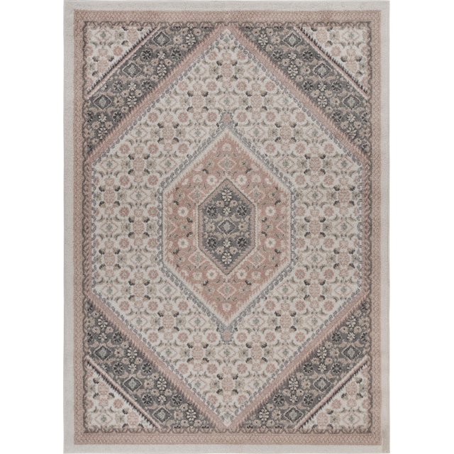 homeroots home decor 395599 8’ x 10’ Gray and Blush Traditional Area Rug