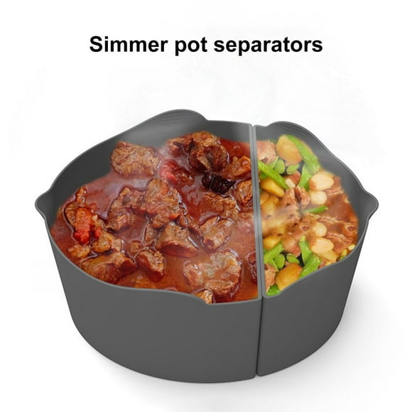 1 Set 6QT Slow Cooker Divider Liner 2 Grids Reusable Dishwasher Safe Crock Pot Silicone Slow Cooker Liner Kitchen Supplies