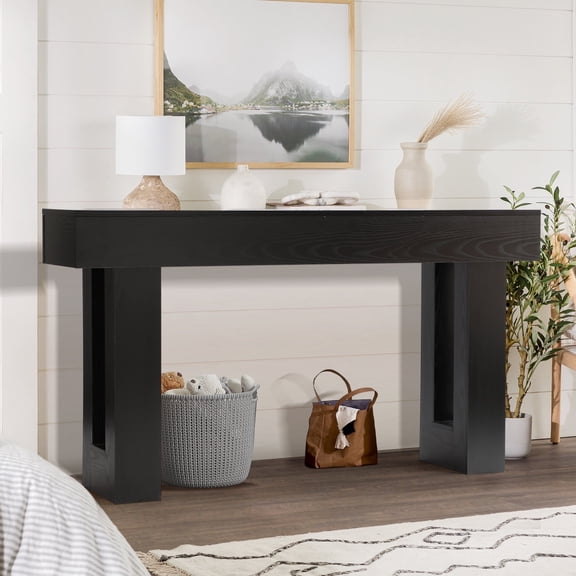 Haverchair 63" Long Entryway Console Table, Wooden Farmhouse Sofa Behind Couch Table with Thickened Base, Large Industrial Hallway Accent Furniture for Living Room, Entrance, Foyer, Hallway