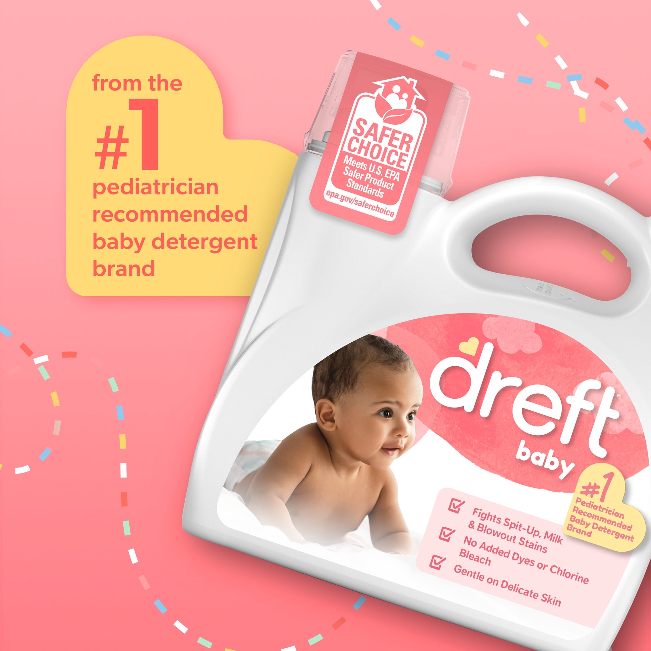 Dreft Liquid Laundry Detergent for Babies, tackles 100% of common baby stains, Laundry Detergent, 150 fl oz, 114 Loads