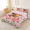 thumbnail image 2 of jejeloiu Farm Highland Cow Queen Duvet Cover Set Kids,Girly Pink Rose Wood Print Bedding,Reversible,3-Piece(No Comforter), 2 of 6