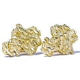 thumbnail image 5 of Men's 14k Yellow Gold Plated 925 Sterling Silver Retro 90's Hip Hop Hypoallergenic Ear Ring Textured Solid Gold Nugget Stud Screw Back Earrings, 5 of 6