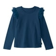 thumbnail image 2 of Ulanda Girls Cute Crewneck Tops Loose Comfy Cotton Long Sleeve Shirts Kids Lightweight Solid Color Blouses 2025 Novelty Top (Navy, 6-8 Years), 2 of 5