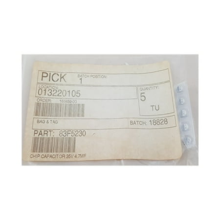 

VCR Replacement Chip Capacitor 35V 4.7MF Part No. 83F5230 (Qty: 5)
