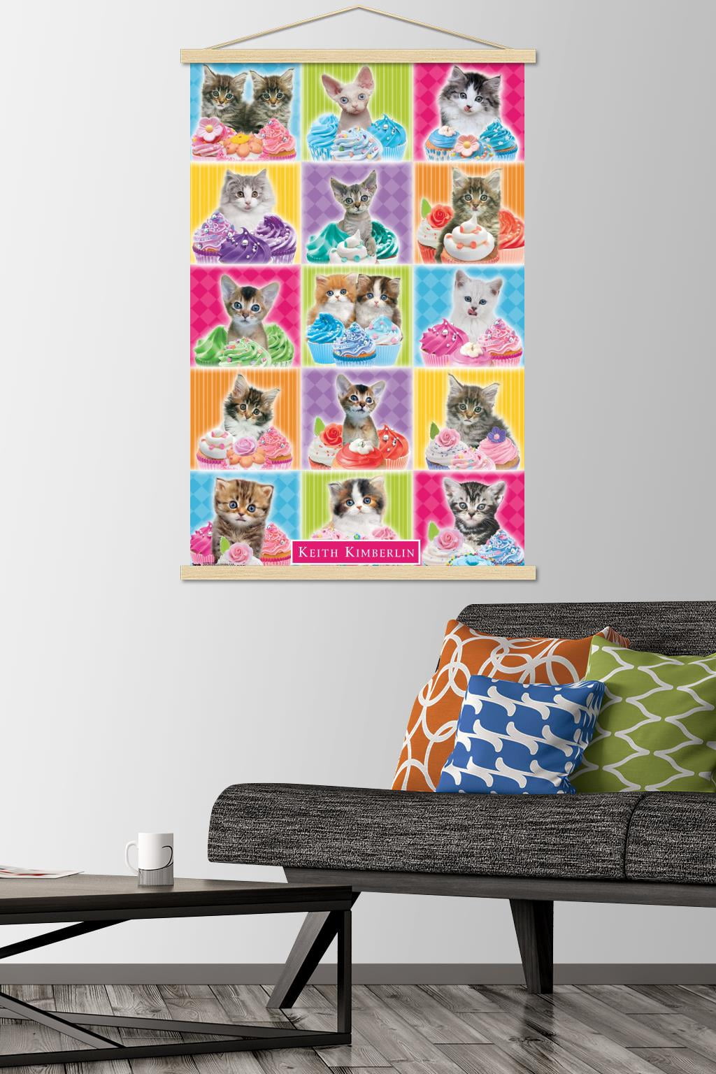 Keith Kimberlin - Kitten - Cupcake Wall Poster with Wooden Magnetic Frame, 22.375" x 34"