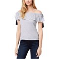 thumbnail image 1 of maison Jules Womens Tassle Off the Shoulder Blouse, White, XX-Large, 1 of 1