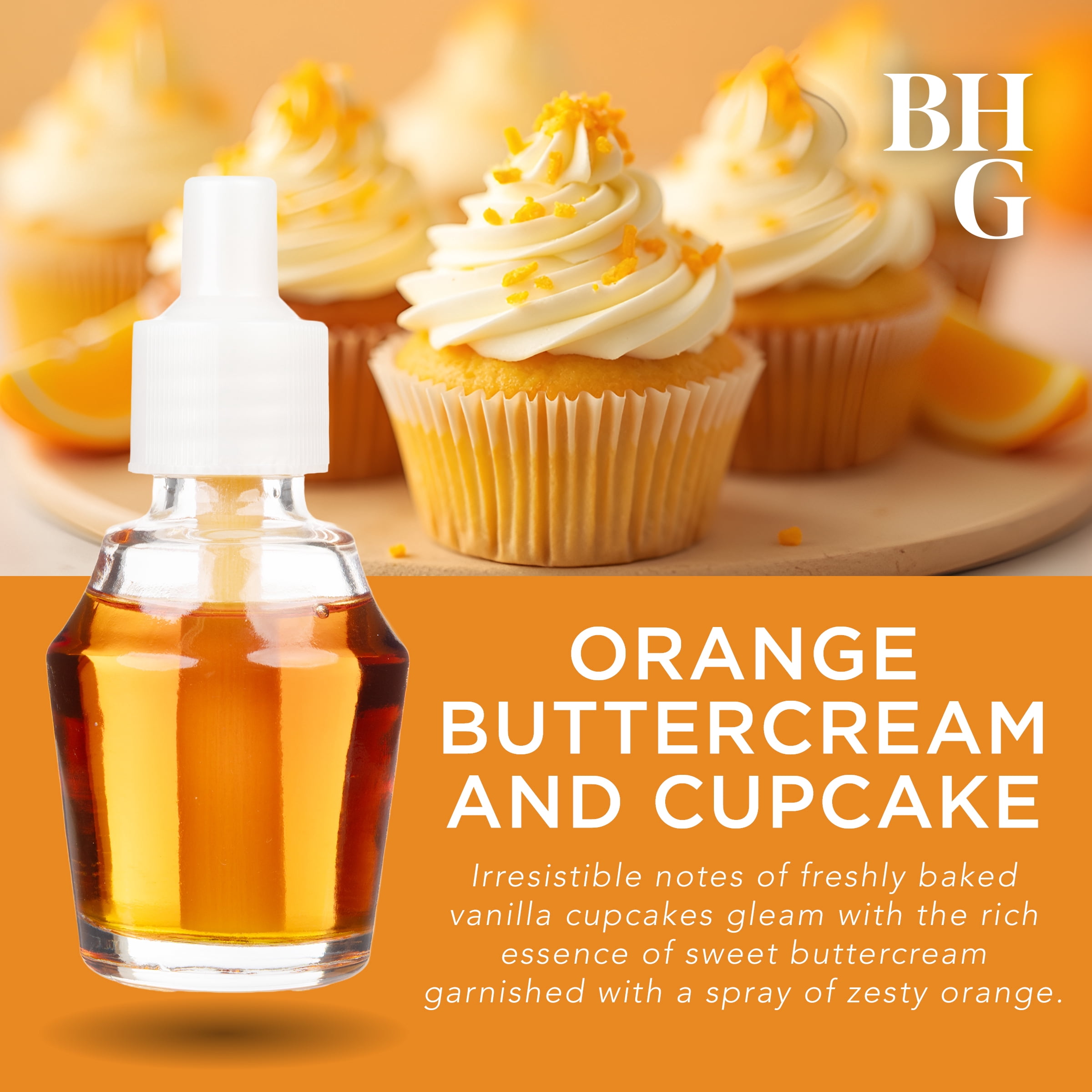 (2 pack) Better Homes and Gardens Aroma Accent Fragrance Oil Refill, Orange Buttercream & Cupcake