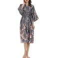 thumbnail image 4 of Nexjvus Women's Robes Kimono Robe Floral Long Satin Robe with Belt Size S, 4 of 5