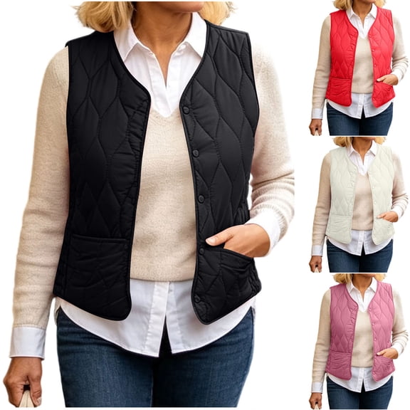 Antinious Women Casual Warm Sleeveless Jacket Fall Winter Fleece Lined Short Style