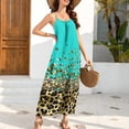 thumbnail image 5 of Women's Tropical Summer Maxi Dress Spaghetti Strap Sleeveless Monstera Leaf Print Loose Fit Flowy Long Dress Casual Beach Vacation Holiday Party Sun Dress, 5 of 9