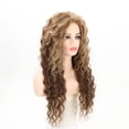 thumbnail image 4 of LinenLoon Perruques Longues Bouclées Marron pour Femmes Résistantes à la Chaleur Cheveux Synthétiques Marron Blond Mélangé Vague Perruque Bouclée, 4 of 5