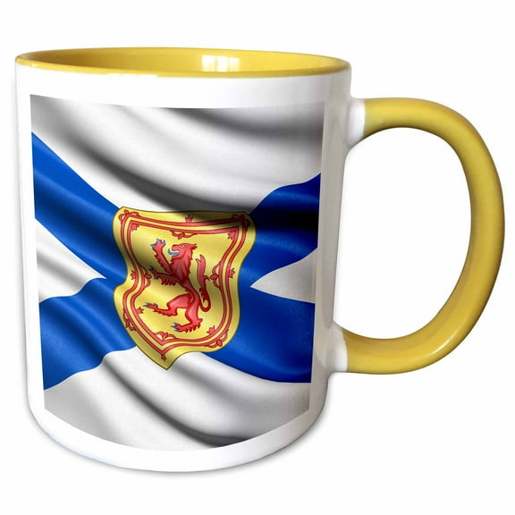 3drose, Flag of Nova Scotia Waving in the Wind, 15oz Two-tone Yellow Mug