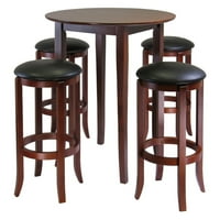 Fiona Round 5pc High Pub Table Set with PVC Stools by Visiondecor Furniture