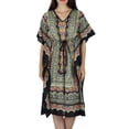 thumbnail image 6 of Bimba Printed Kaftan Classy Beach Coverup Kimono Sleeve Cotton Caftan, 6 of 7